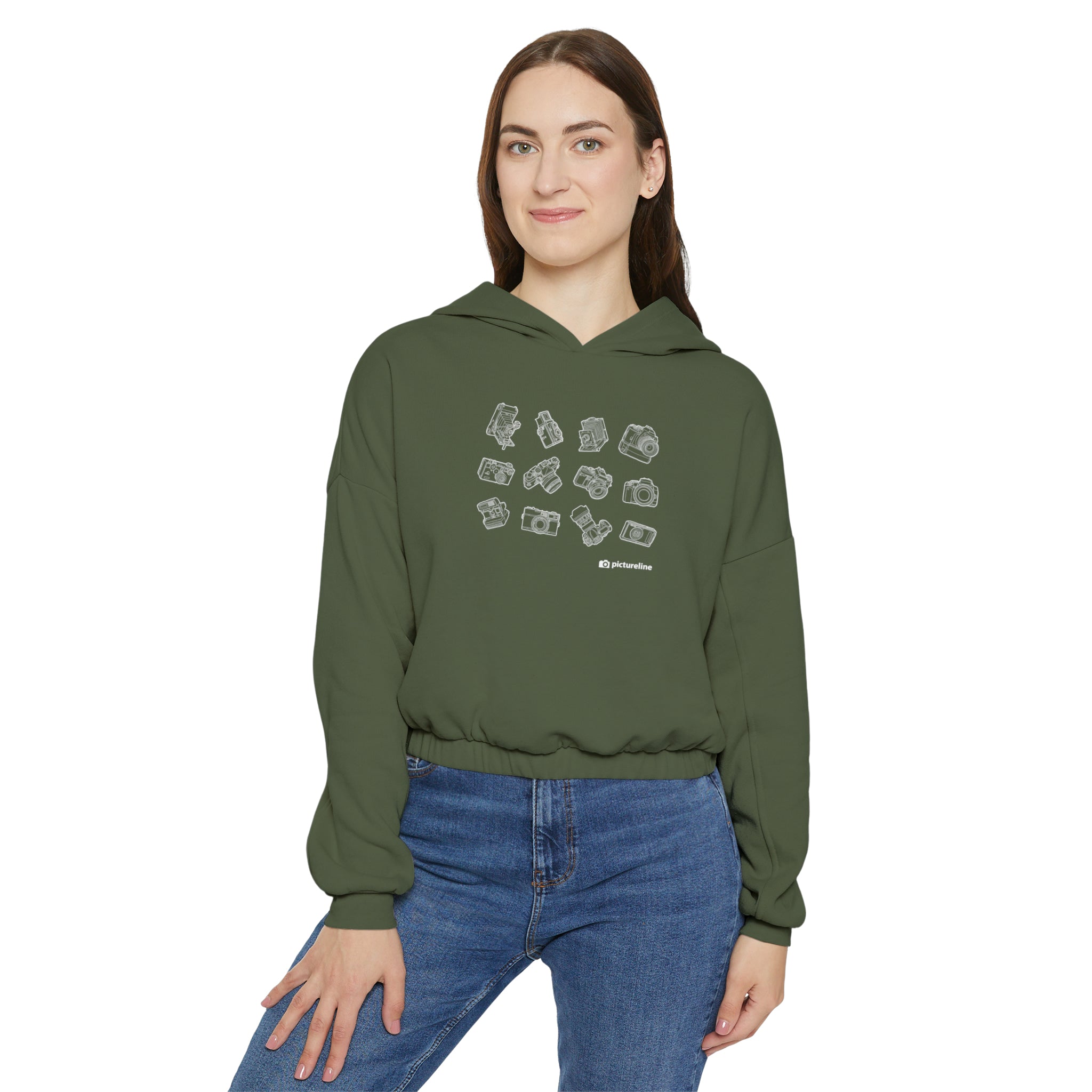 Multi-Camera Cinched Crop Hoodie