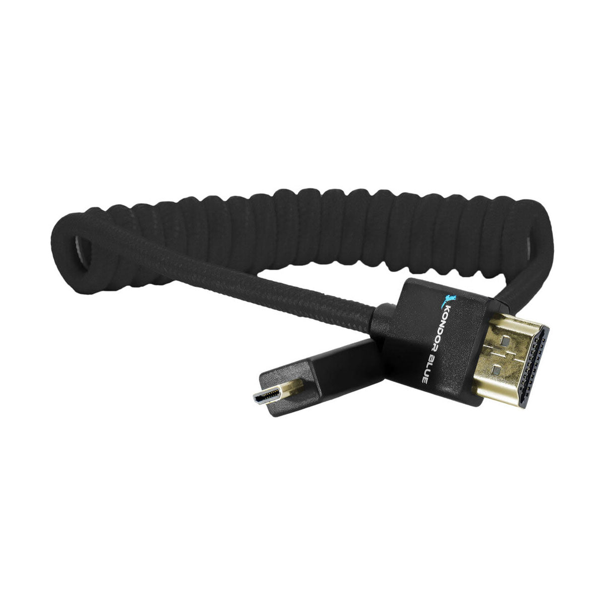 Kondor Blue Coiled Full to Micro HDMI Cable (12-24")