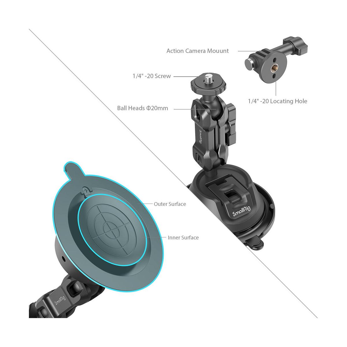 SmallRig SC-1K Portable Suction Cup Mount for Action Cameras