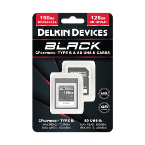 Delkin BLACK 150GB CFexpress Type B & BLACK 128GB UHS-II SDXC (V90) Memory Card Bundle