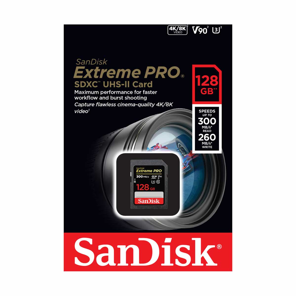 SanDisk 128GB Extreme PRO UHS-II SDXC (V90) Memory Card 300 MB/s