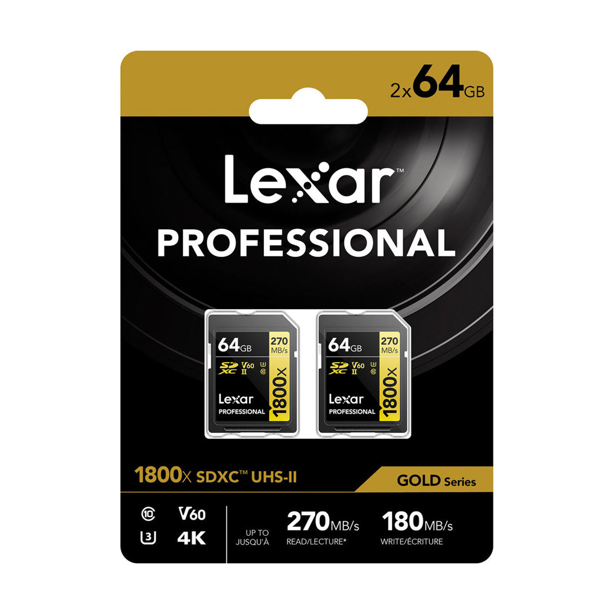 Lexar 64GB Professional 1800x UHS-II V60 SDXC Memory Card (2-Pack)