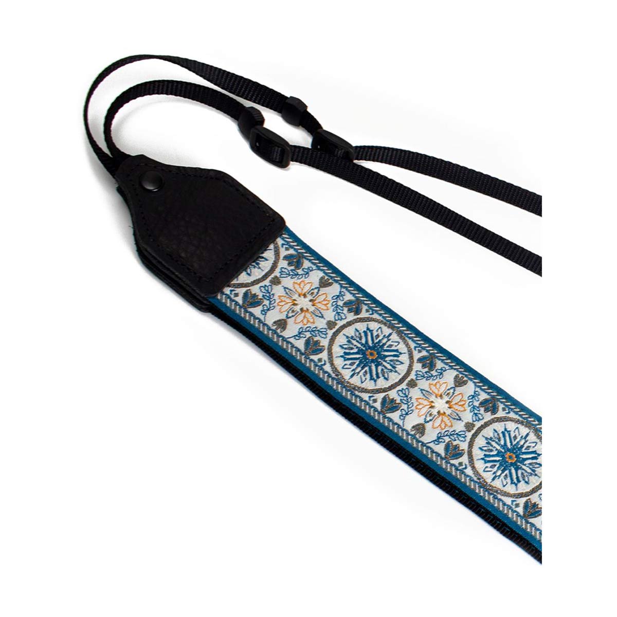 Perri's Leathers 2" Jacquard Strap Crossbody (Blue Mandala)