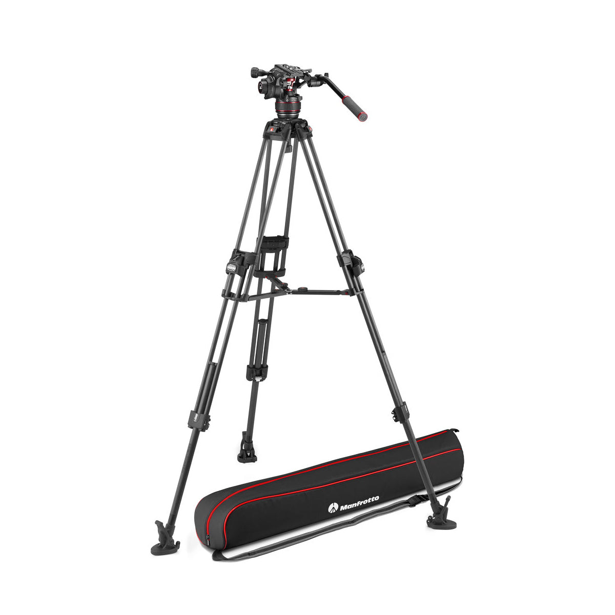 Manfrotto MVK608TWINFCUS Kit with Nitrotech 608 Fluid Head and 645 Fast Twin Leg Carbon Fiber Tripod & Bag