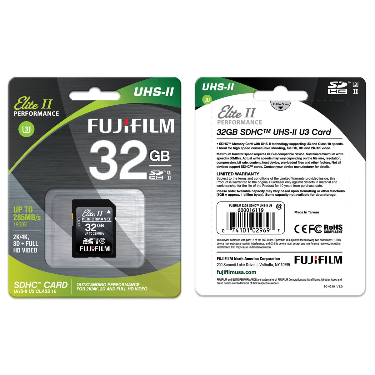 Fujifilm 32GB Elite II Performance UHS-II SDXC Memory Card