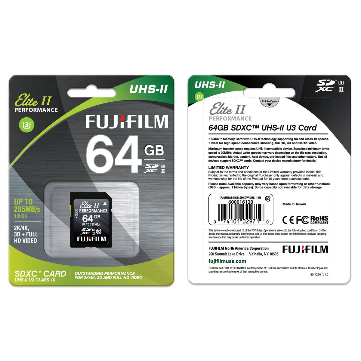 Fujifilm 64GB Elite II Performance UHS-II SDXC Memory Card