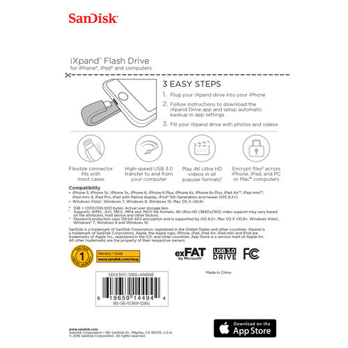 SanDisk iXpand 64GB Lightening USB Flash Drive