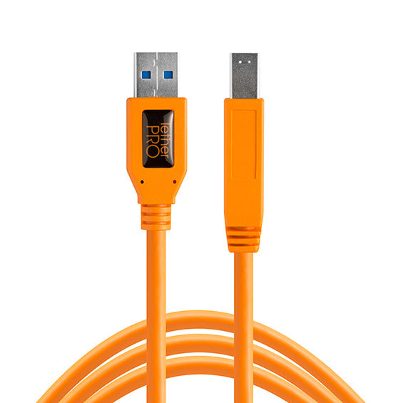 Tether Tools TetherPro USB 3.0 to Male B, 15’ (4.6m), ORG